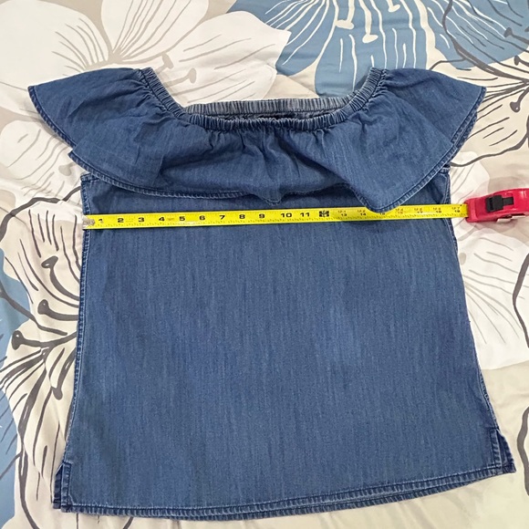 💰PRICE ⬇️ 
WHITE HOUSE BLACK MARKET • Blue Jean Ruffle Top Blouse • sz XS - Picture 8 of 9